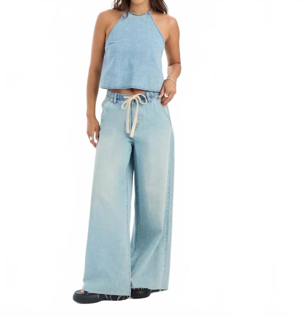 NEW DAZE cabana drawstring wide leg jeans in charmed